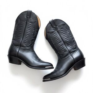 Boulet Men’s Black Leather Western Cowboy Boots~Made In Canada Size 9 E (Wide)